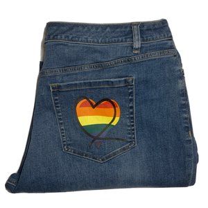 Lane Bryant Plus Sz 20 Blue Jeans Denim Capris Pride Rainbow Heart. Signature